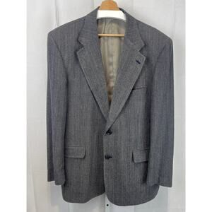 RBM Mens Silk Suit Jacket Sport Coat Two Button Lined Textured Gray Size 44R